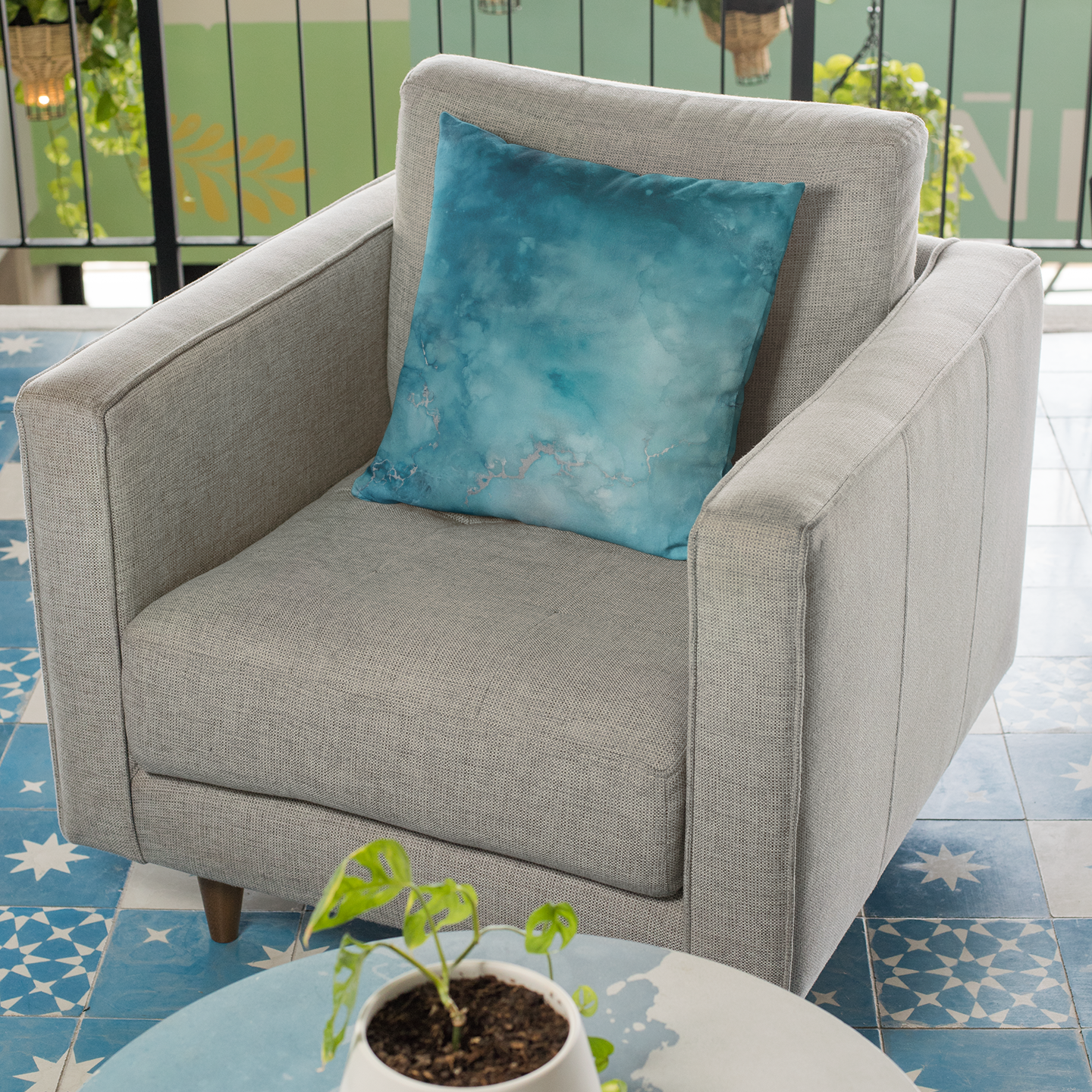 Serene Watercolor Throw Pillow – Tranquil Accent Cushion for Sofa or Bedroom