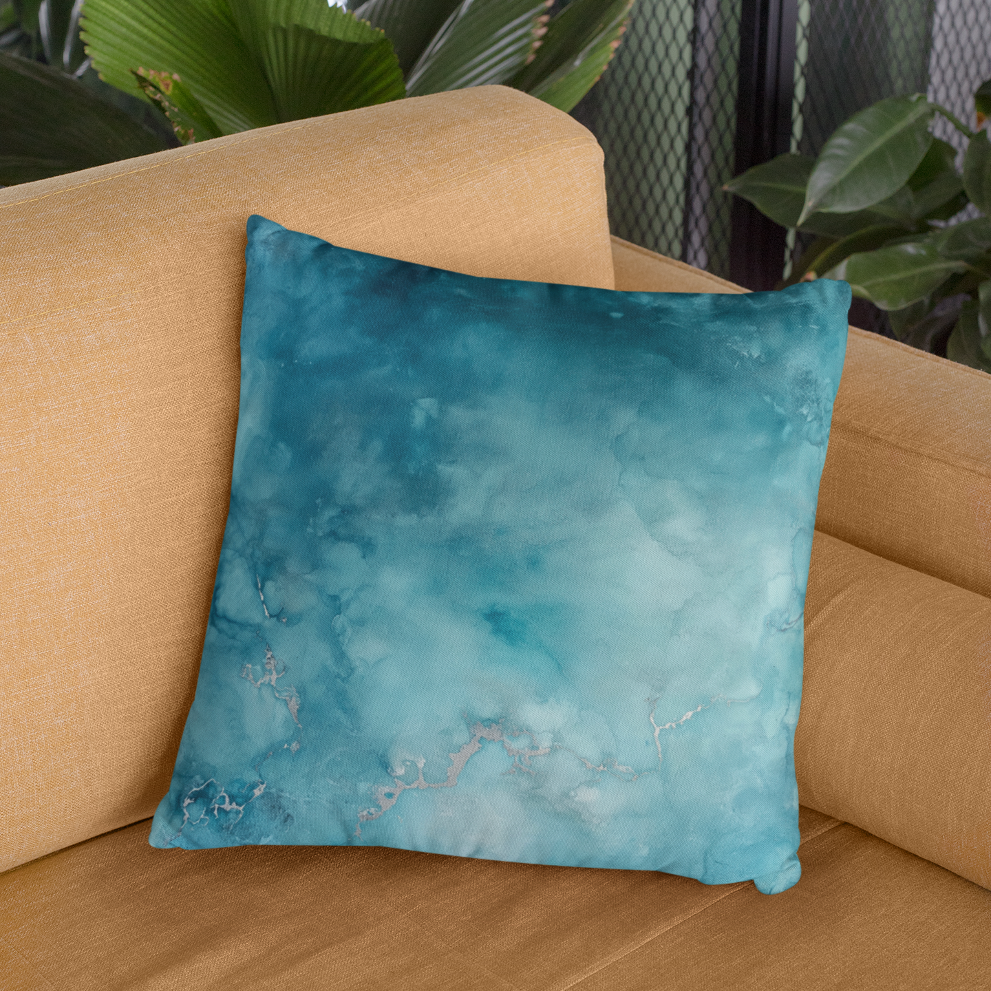 Serene Watercolor Throw Pillow – Tranquil Accent Cushion for Sofa or Bedroom