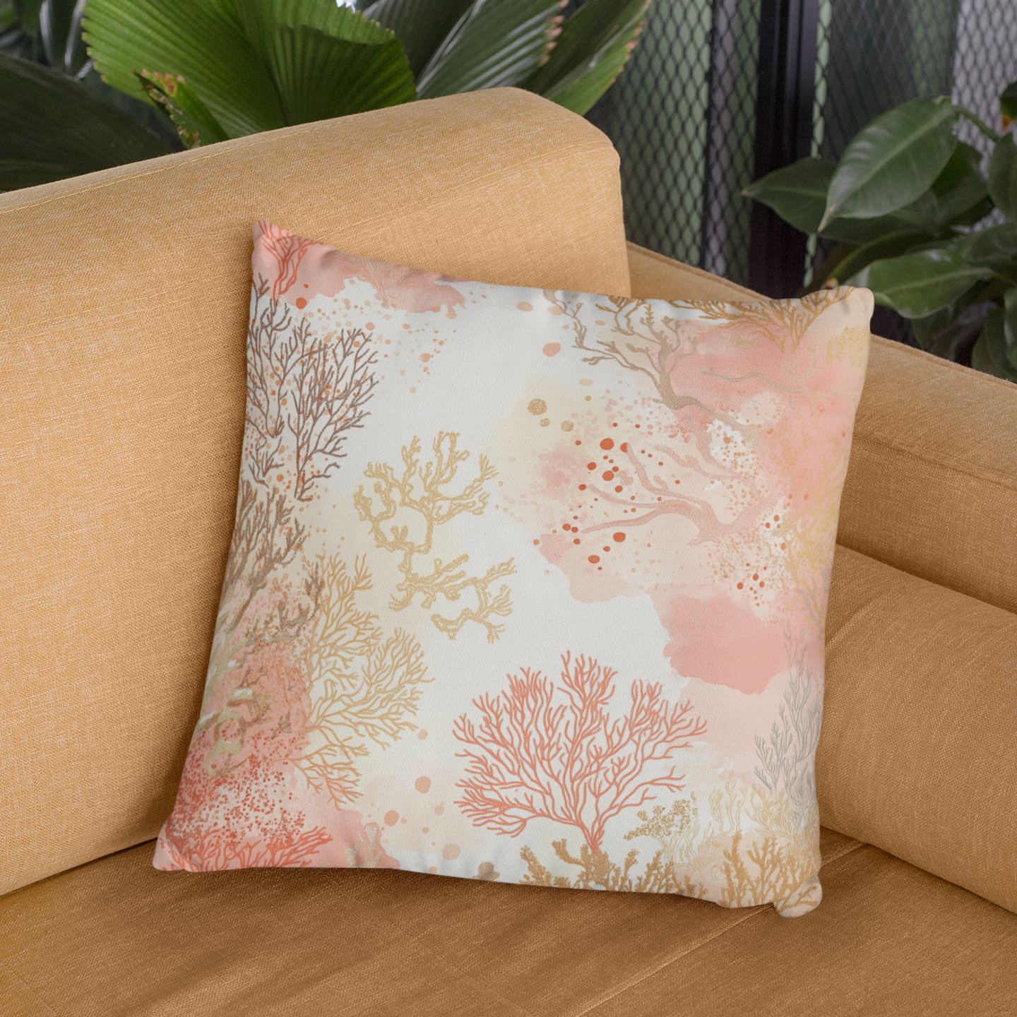 Coral Reef Throw Pillow – Coastal Ocean Accent Cushion
