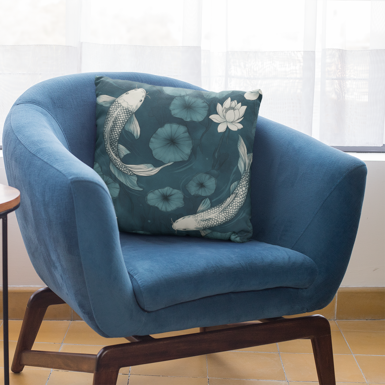 Floral Koi Throw Pillow – Elegant Home Accent Cushion