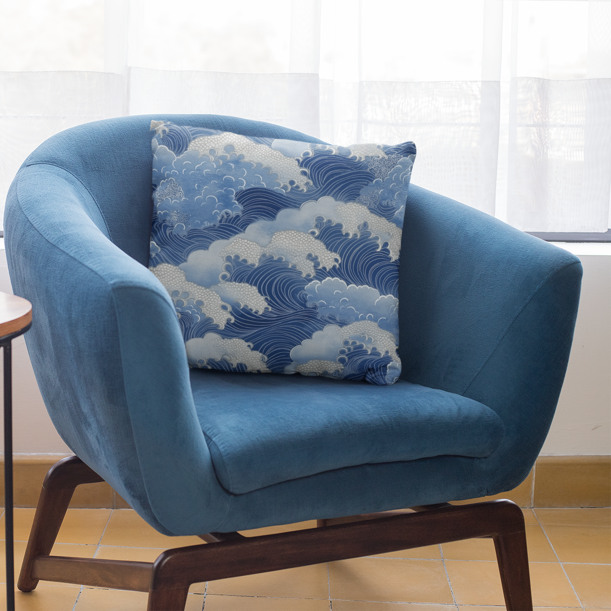 Ocean Wave Throw Pillow – Coastal Nautical Accent Cushion