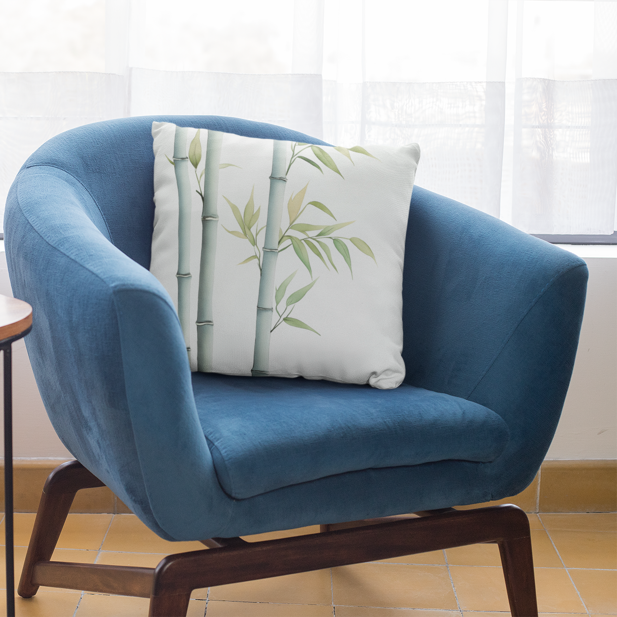 Bamboo Print Throw Pillow – Nature-Inspired Accent Cushion