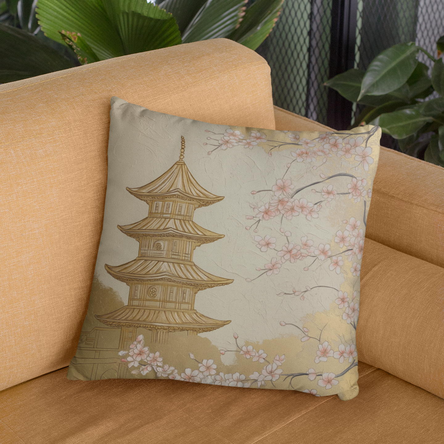 Zen Garden Throw Pillow – Serene Japanese Landscape Accent Cushion
