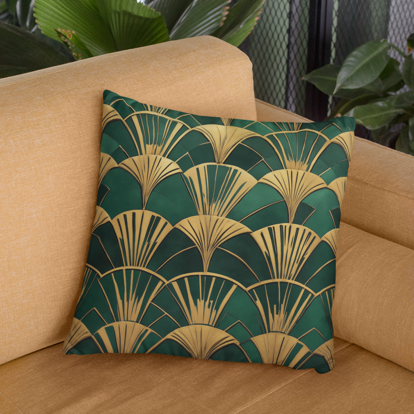 Art Deco Square Throw Pillow – Stylish Vintage-Inspired Accent Cushion