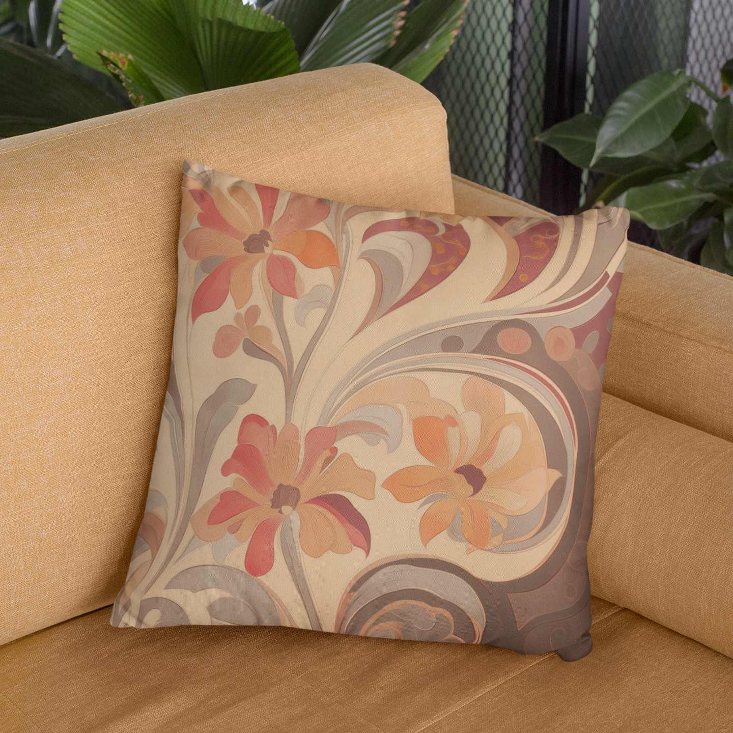 Bohemian Floral Square Pillow, Cozy Home Decor, Gift for Her, Couch Cushion, Pillow Cover for Living Room, Vibrant Floral Accent