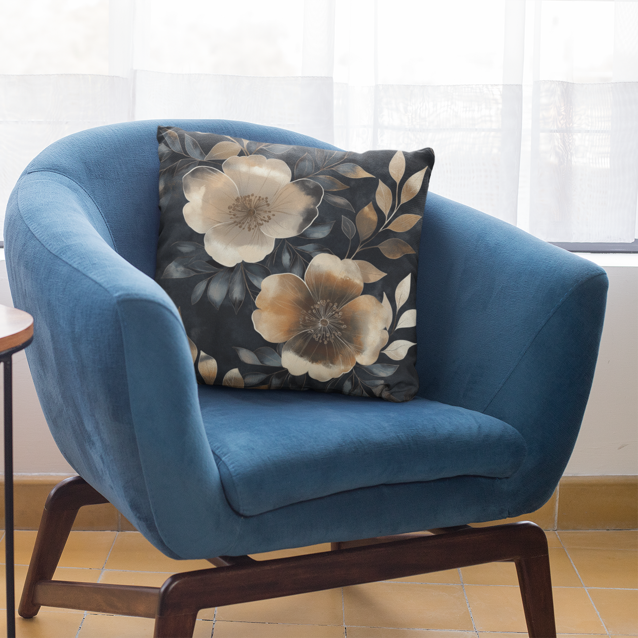 Elegant Floral Throw Pillow – Modern Accent Cushion for Flower Lovers