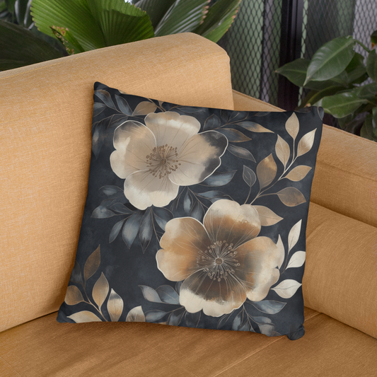 Elegant Floral Square Pillow, Decorative Cushion, Home Decor, Accent Pillow, Modern Throw Pillow, Gift for Flower Lovers