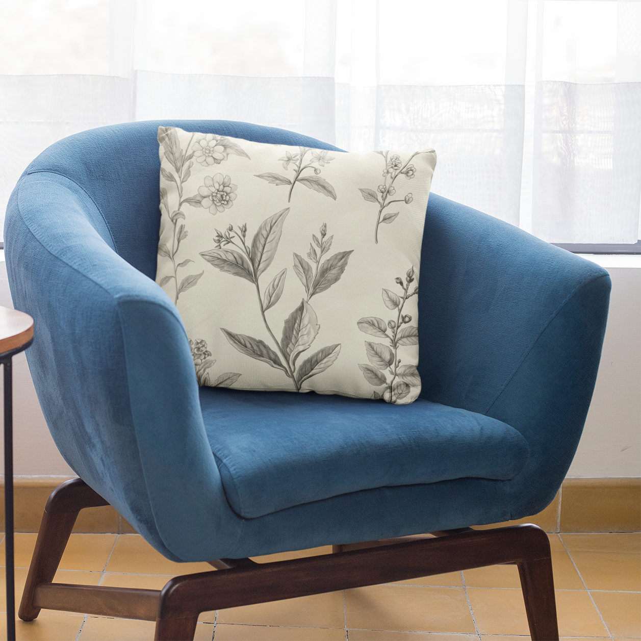 Vintage Botanical Throw Pillow – Elegant Floral Accent Cushion