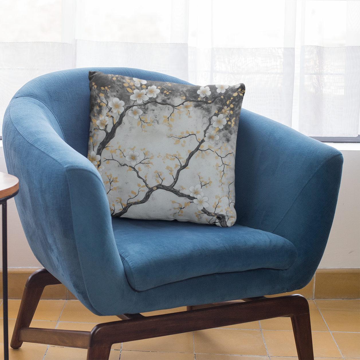 Elegant Floral Throw Pillow – Modern Accent Cushion for Plant Lovers