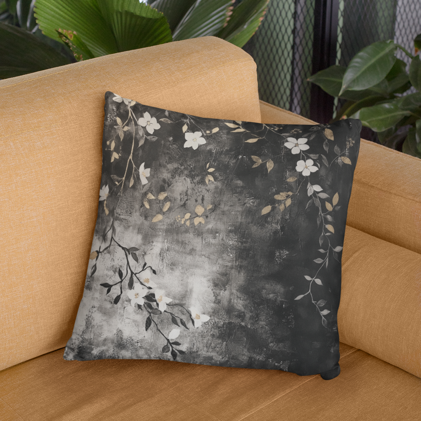 Floral Accent Throw Pillow – Modern Decorative Cushion for Home