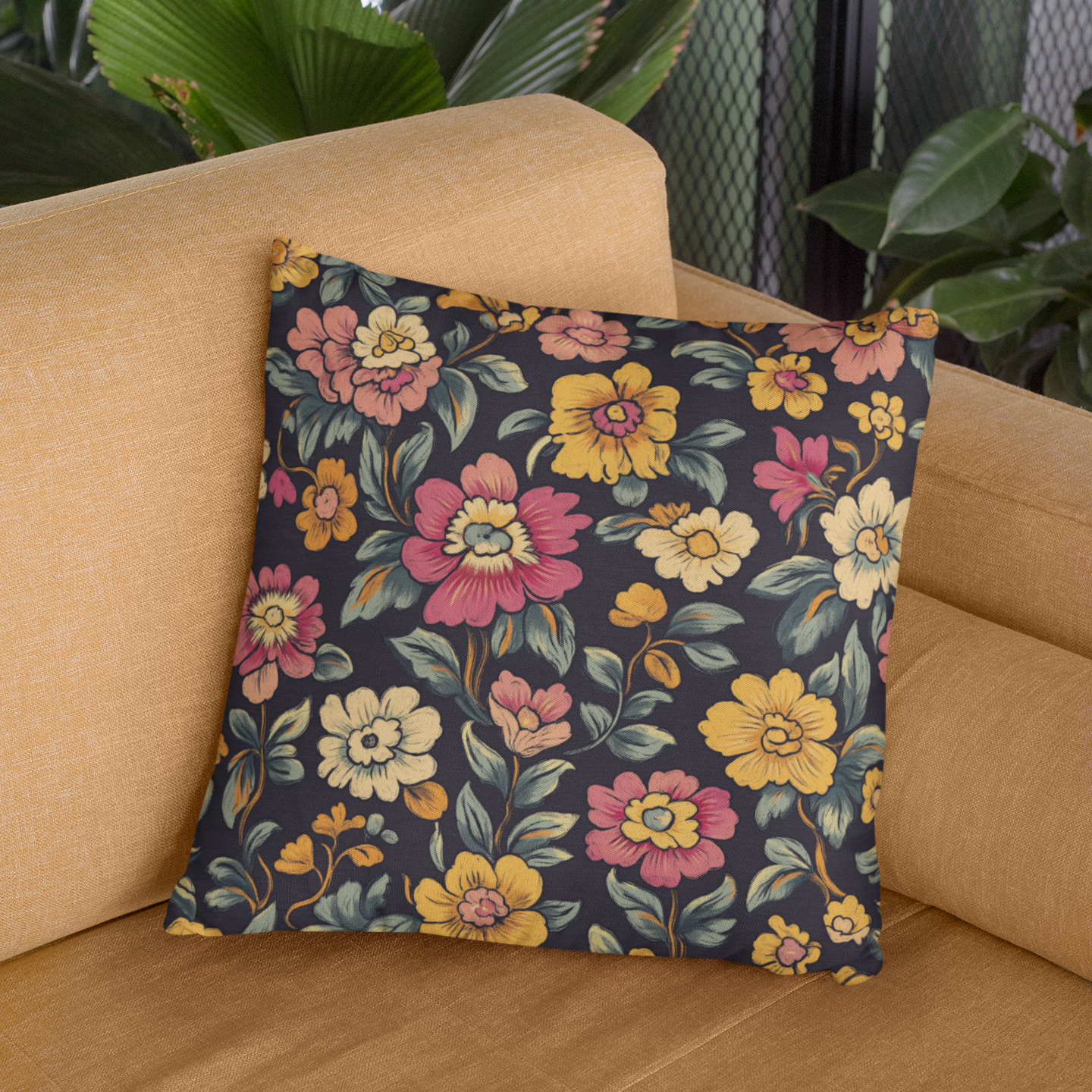 Vintage Floral Throw Pillow – Cozy Accent Cushion with Classic Garden Motif