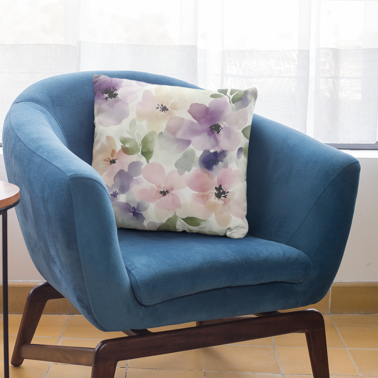 Floral Watercolor Throw Pillow – Soft Modern Accent Cushion