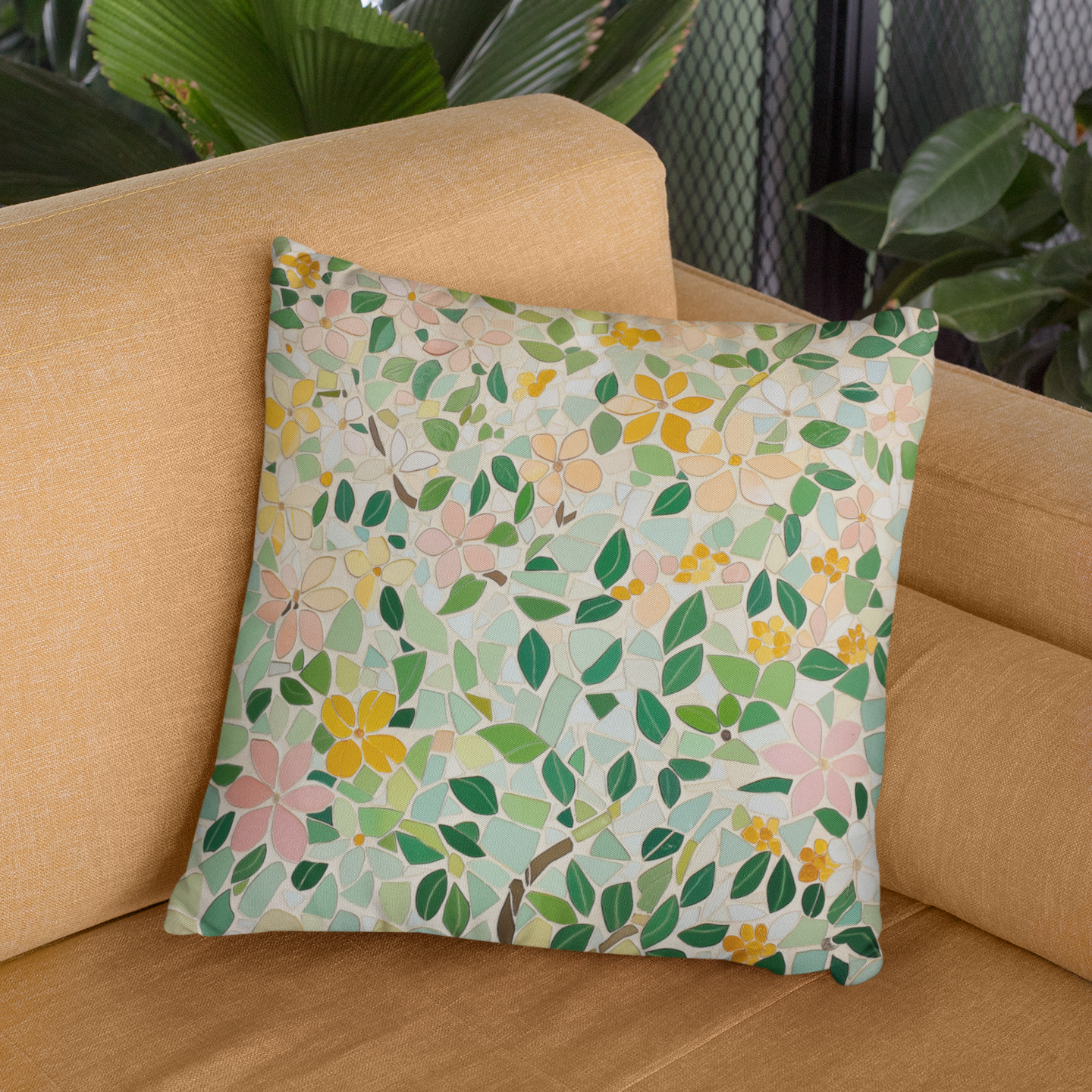 Boho Floral Throw Pillow – Soft Accent Cushion for Modern Living Room