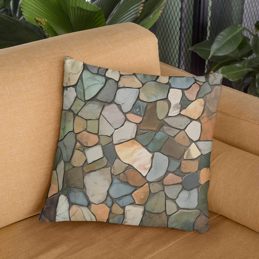 Natural Stone Patterned Decorative Pillow, Cozy Home Decor, Bohemian Accent Cushion, Gift for Homeowners, Seasonal Decor, Zen Decor