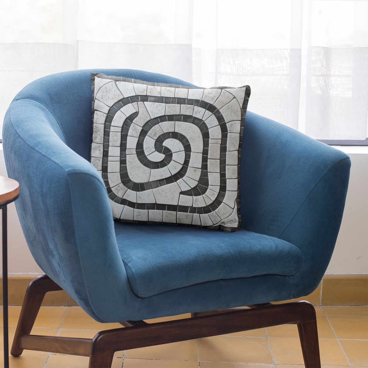 Chic Spiral Mosaic Throw Pillow – Modern Accent Cushion for Living Room