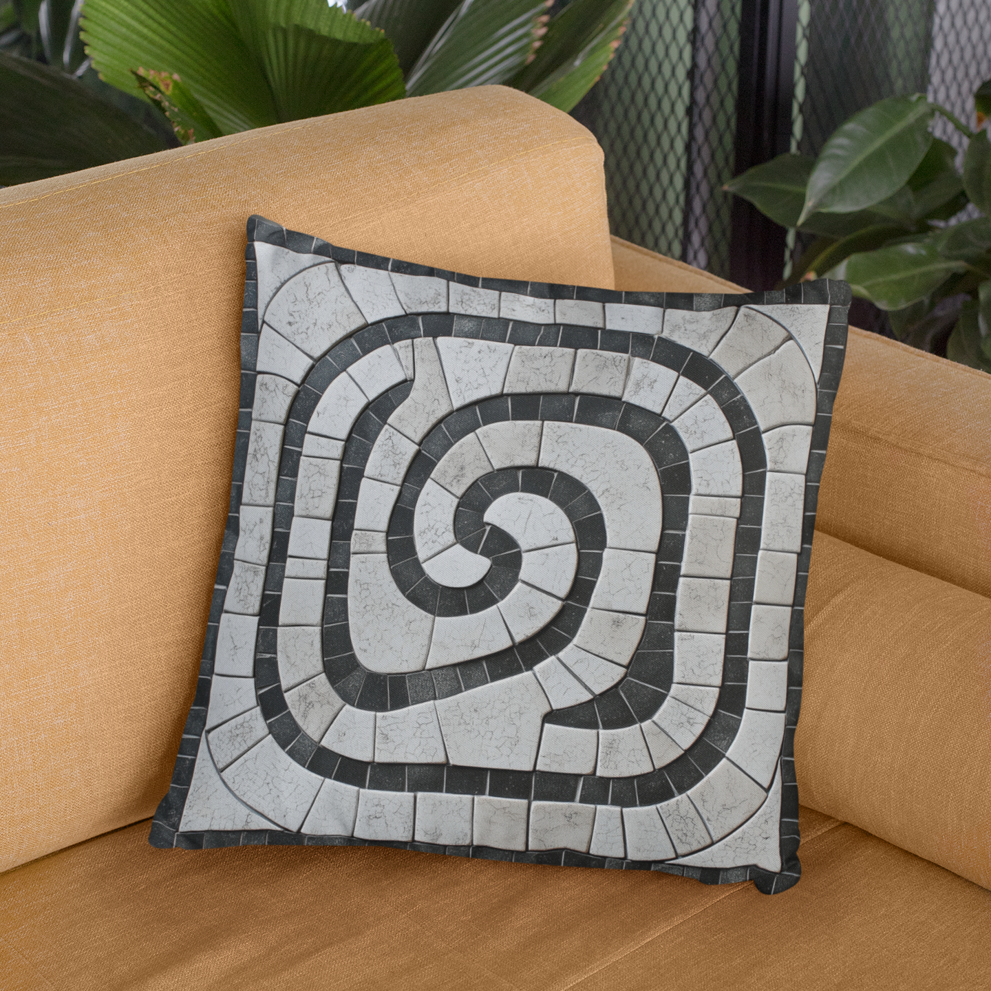 Chic Spiral Mosaic Throw Pillow – Modern Accent Cushion for Living Room