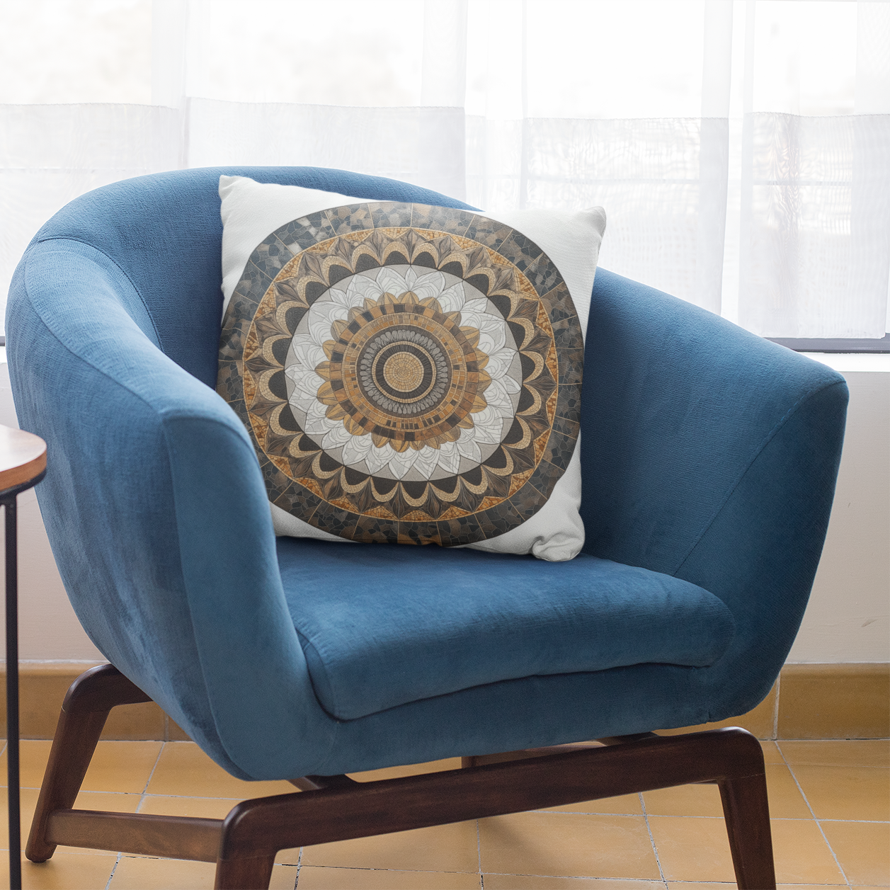 Mandala-Inspired Square Pillow for Home Décor, Cushion for Meditation, Boho Throw Pillow, Accent Pillow for Living Room, Unique Gift Idea