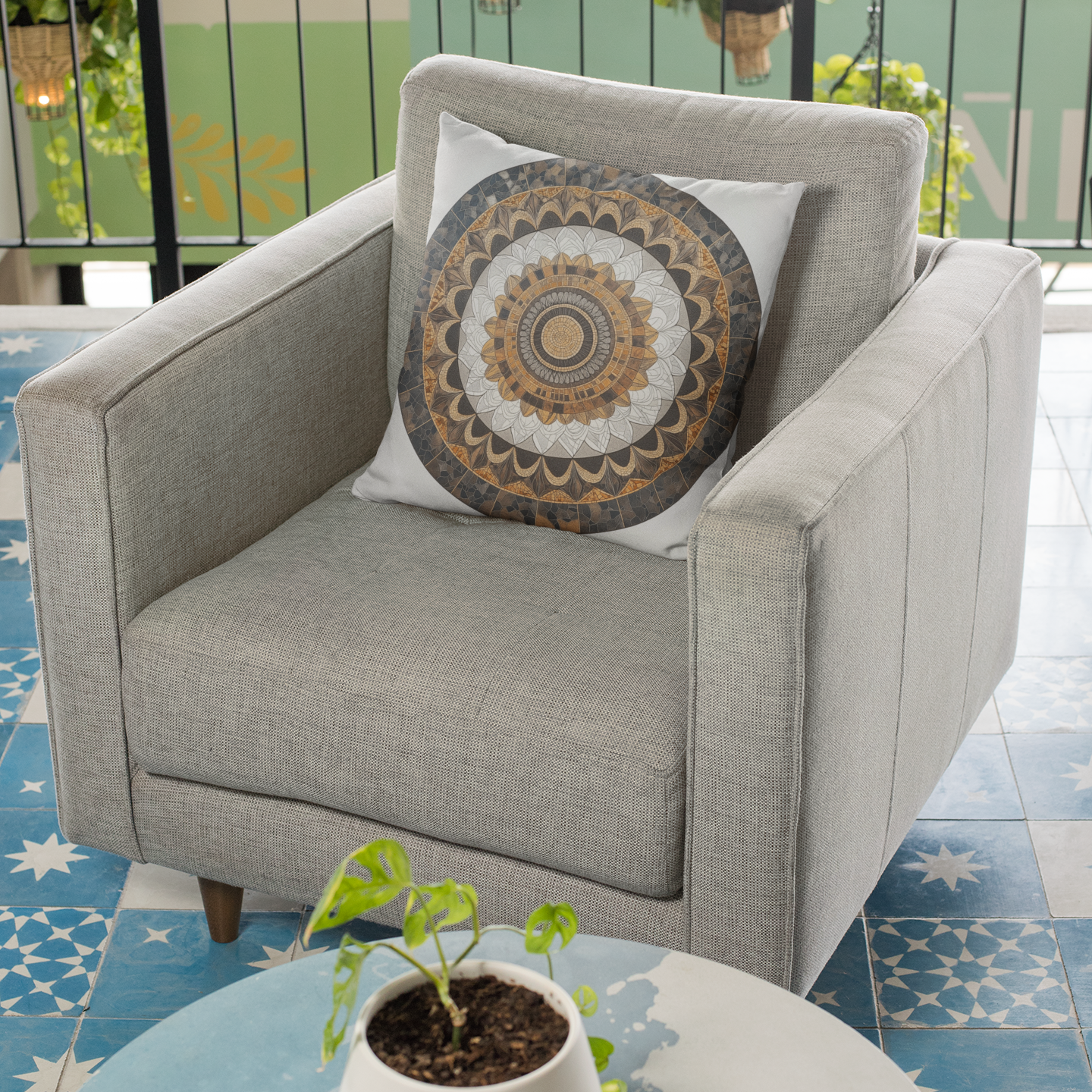 Mandala-Inspired Square Pillow for Home Décor, Cushion for Meditation, Boho Throw Pillow, Accent Pillow for Living Room, Unique Gift Idea