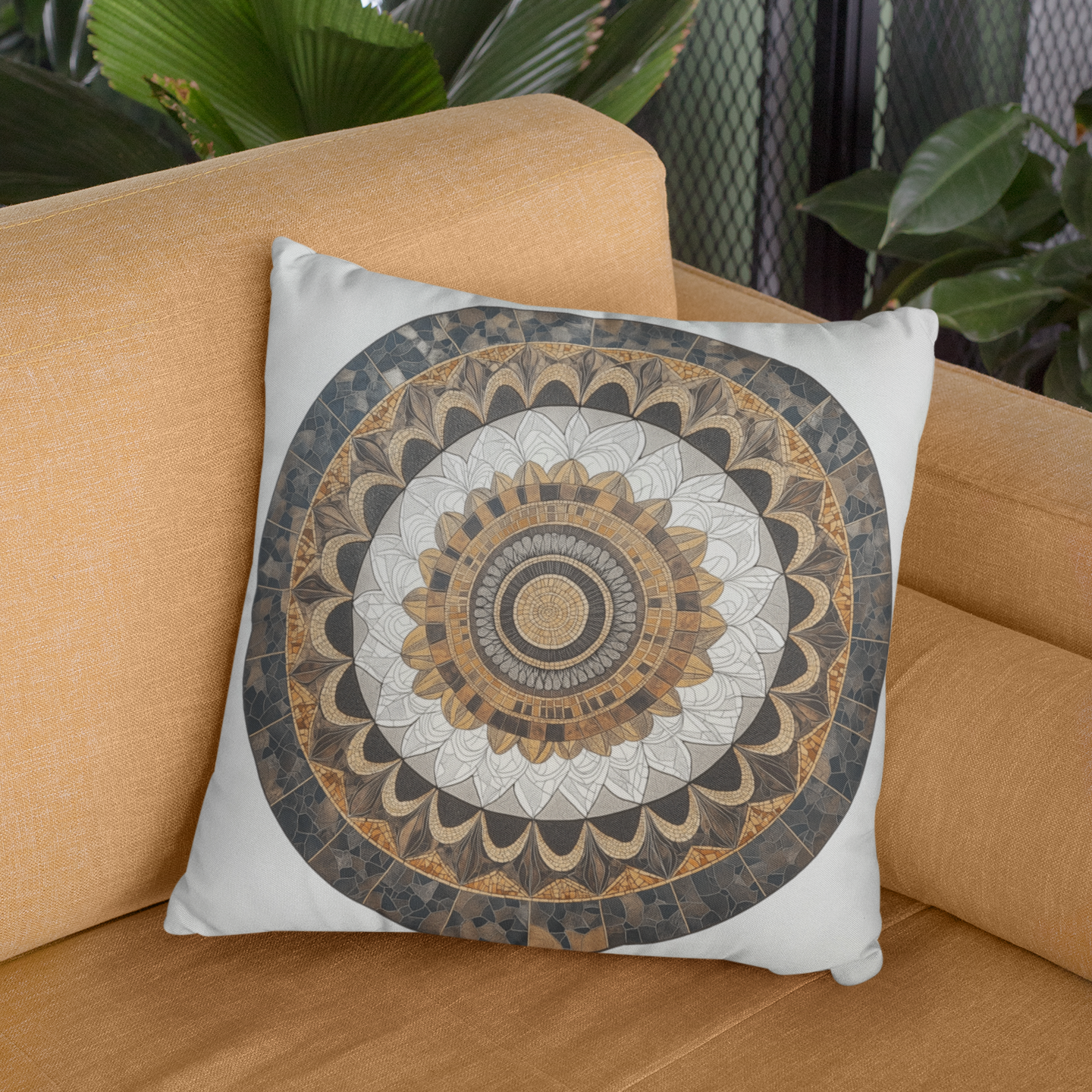 Mandala-Inspired Square Pillow for Home Décor, Cushion for Meditation, Boho Throw Pillow, Accent Pillow for Living Room, Unique Gift Idea