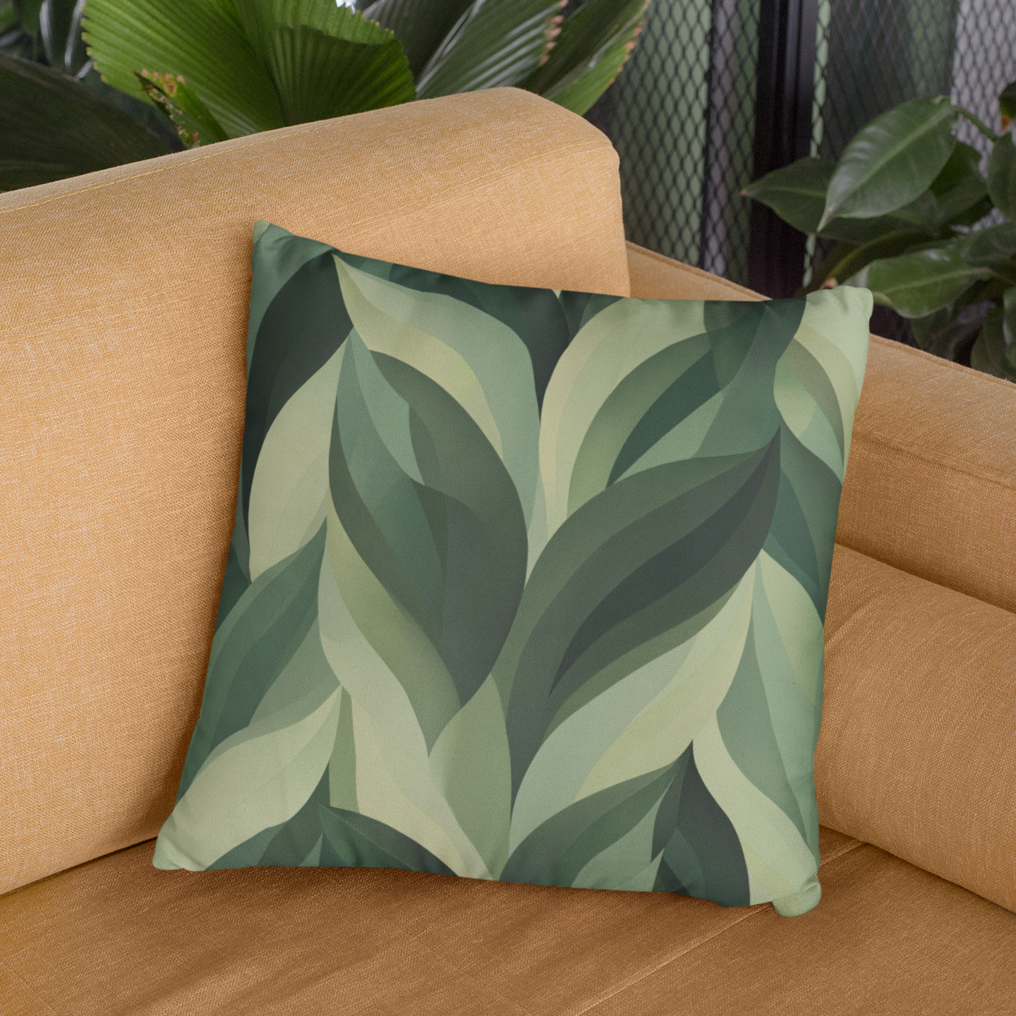 Botanical Leaf Throw Pillow – Nature-Inspired Accent Cushion