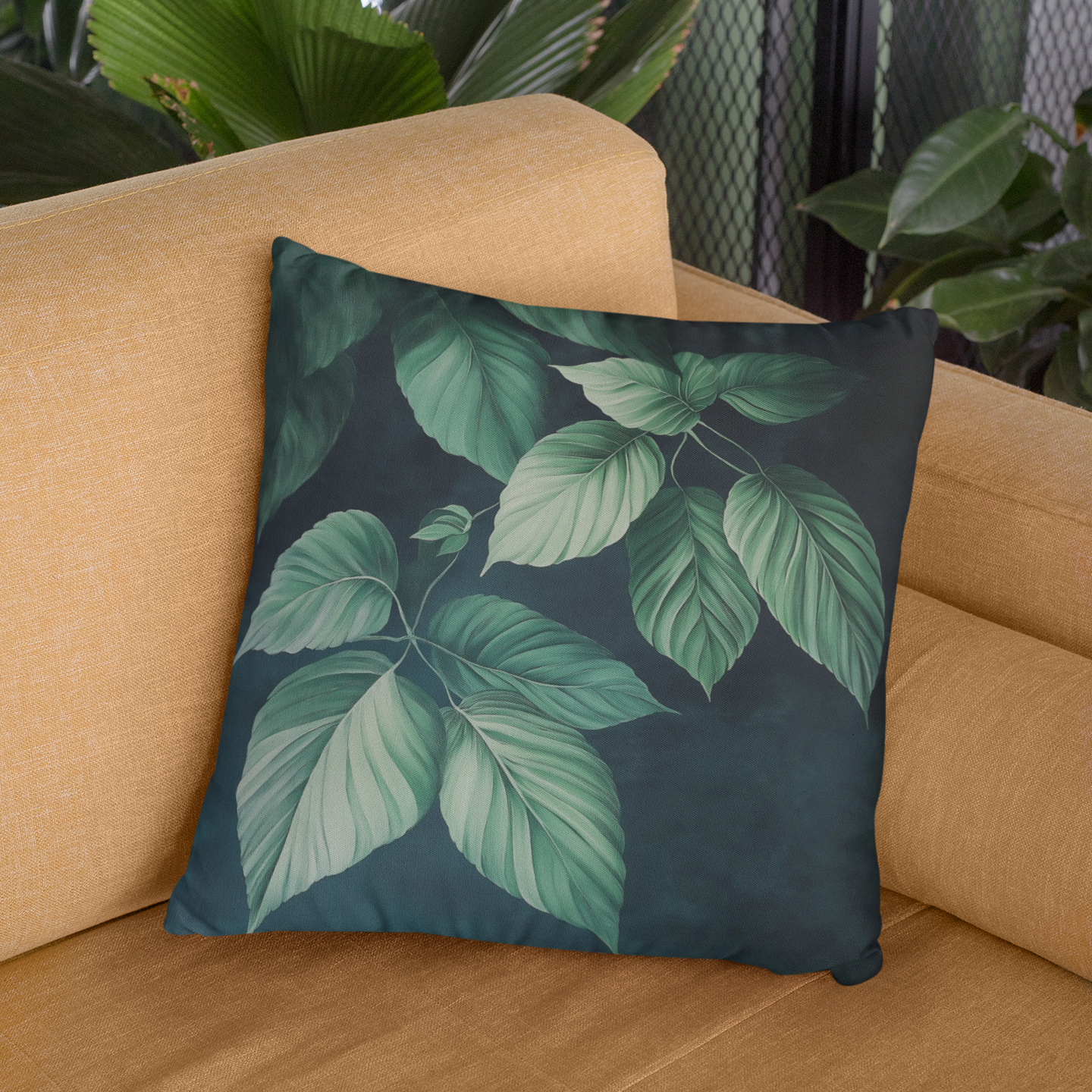 Botanical Leaf Throw Pillow – Nature-Inspired Accent Cushion
