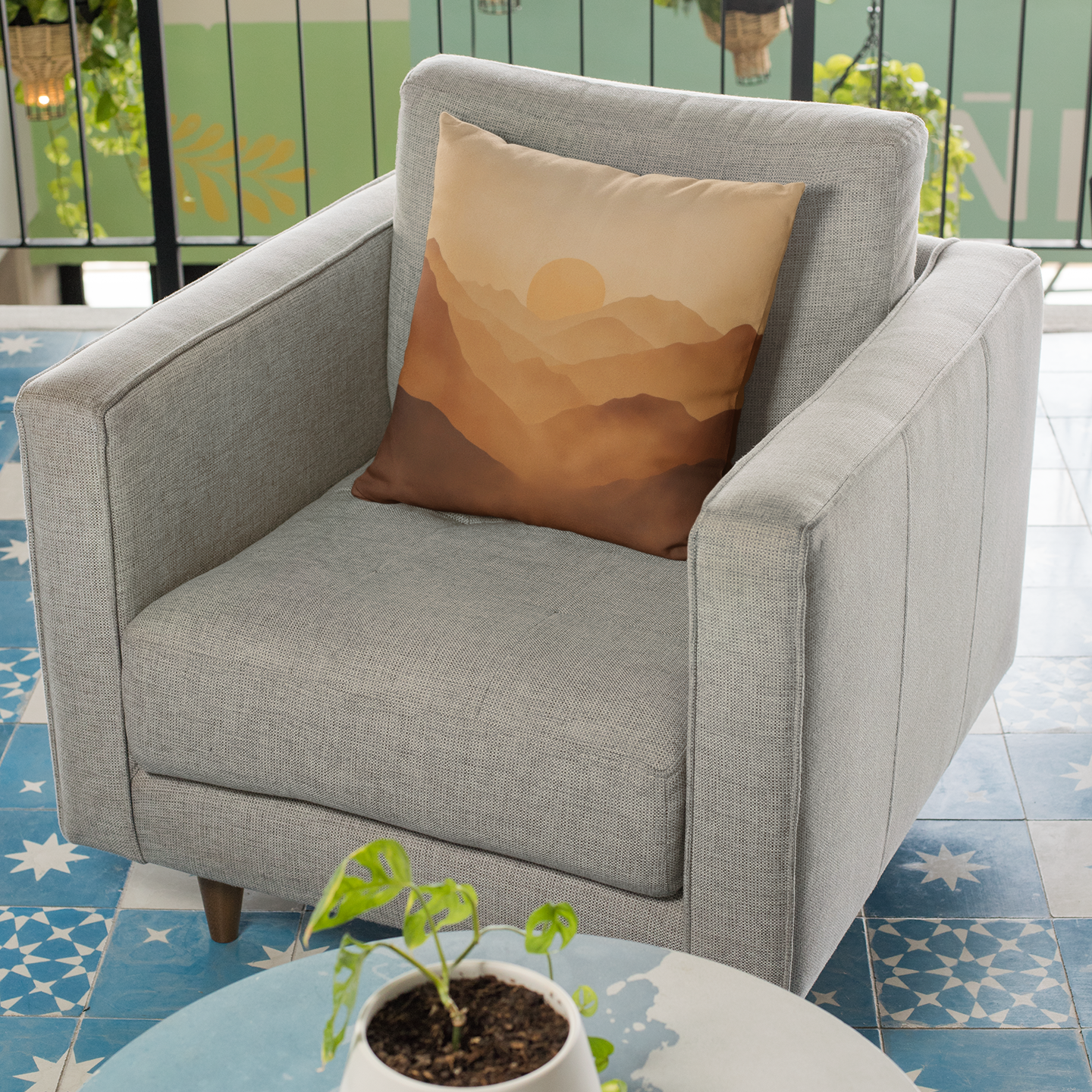 Sunset Landscape Throw Pillow – Nature-Inspired Accent Cushion