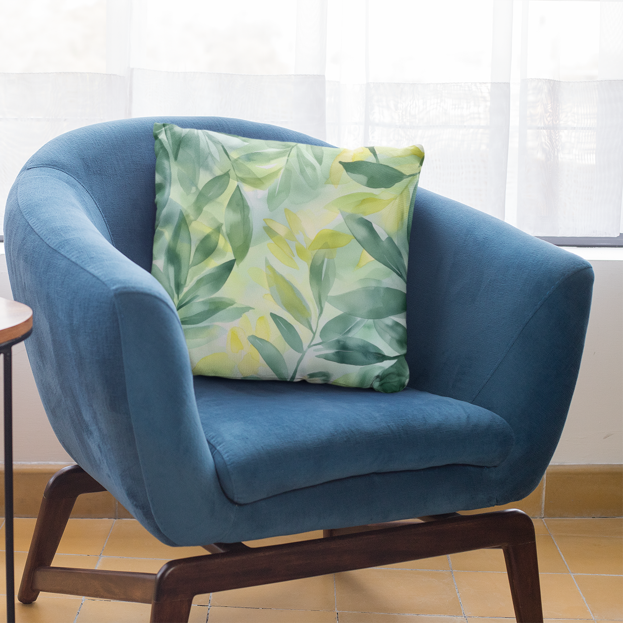 Botanical Leaf Square Throw Pillow – Nature-Inspired Accent Cushion