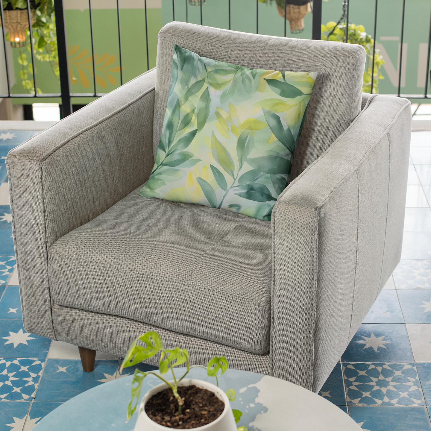 Botanical Leaf Square Throw Pillow – Nature-Inspired Accent Cushion