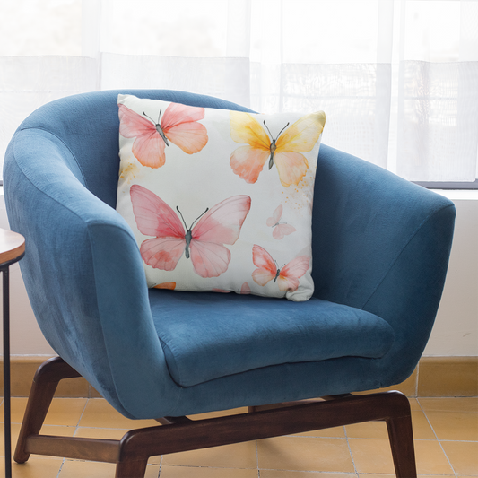 Watercolor Butterfly Pillow, Decorative Cushion for Home, Nature-Inspired Gift, Throw Pillow, Butterfly Décor