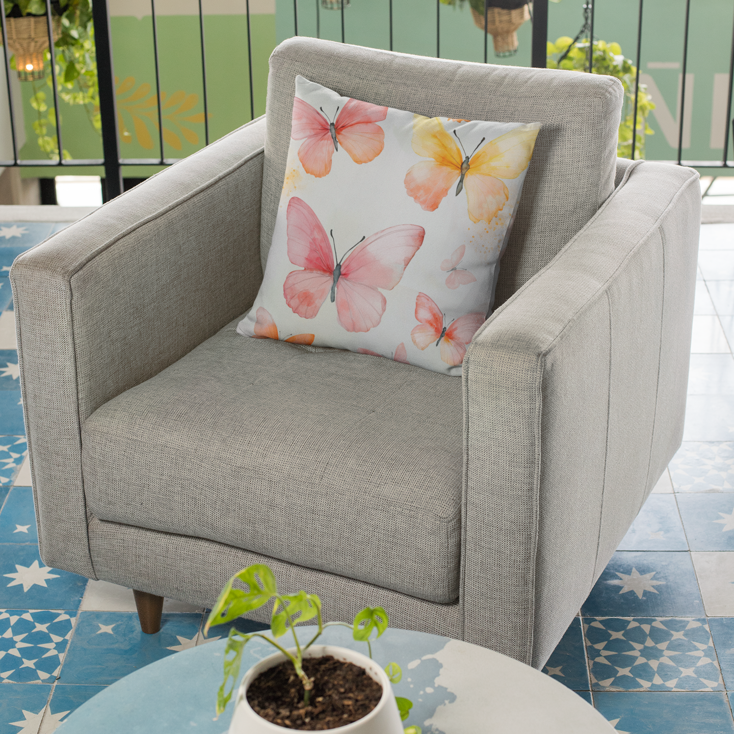 Watercolor Butterfly Throw Pillow – Nature-Inspired Accent Cushion