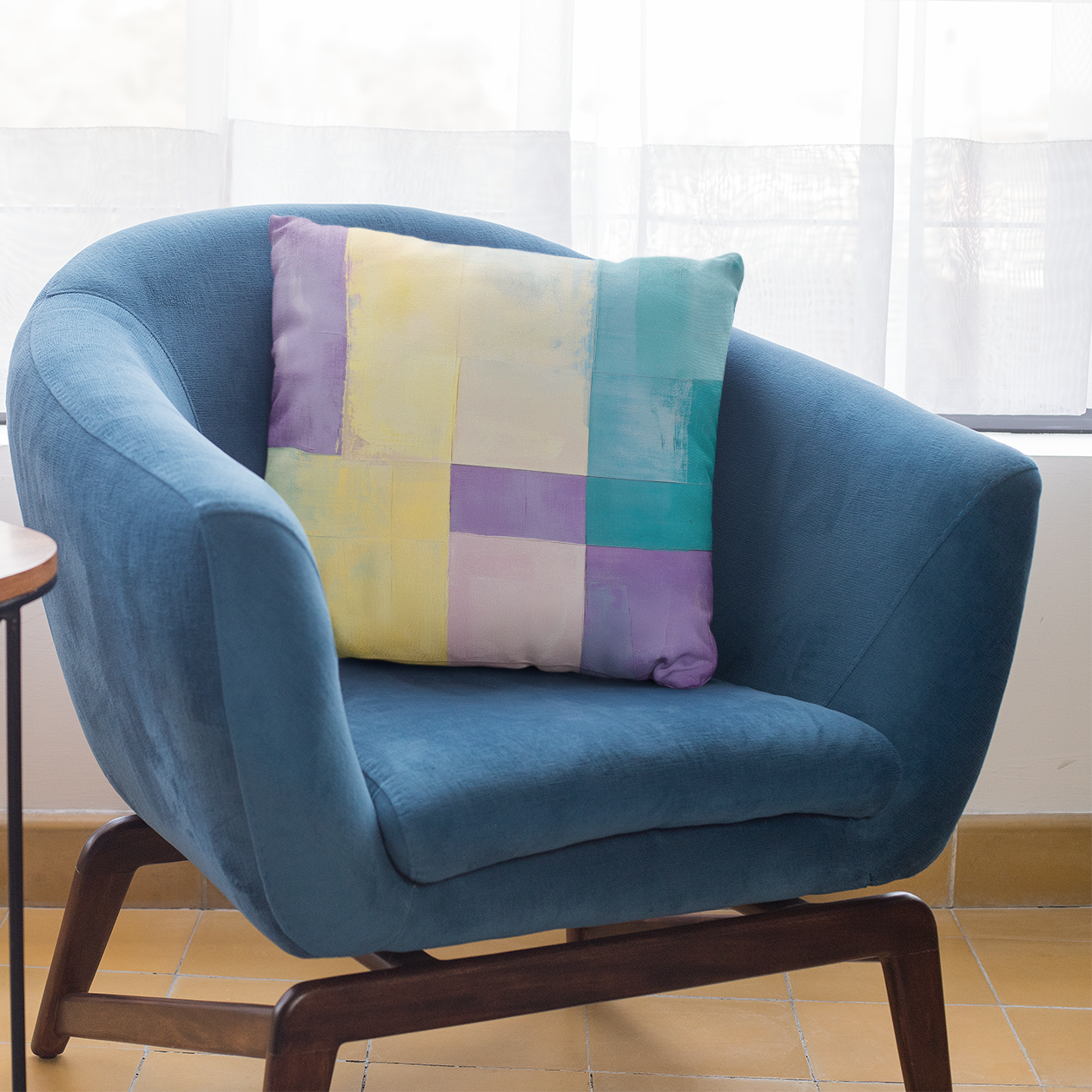 Pastel Abstract Art Throw Pillow – Modern Square Accent Cushion