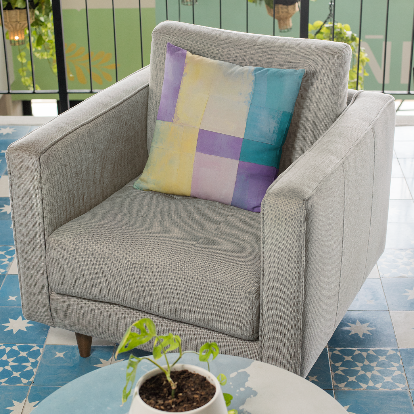 Pastel Abstract Art Throw Pillow – Modern Square Accent Cushion