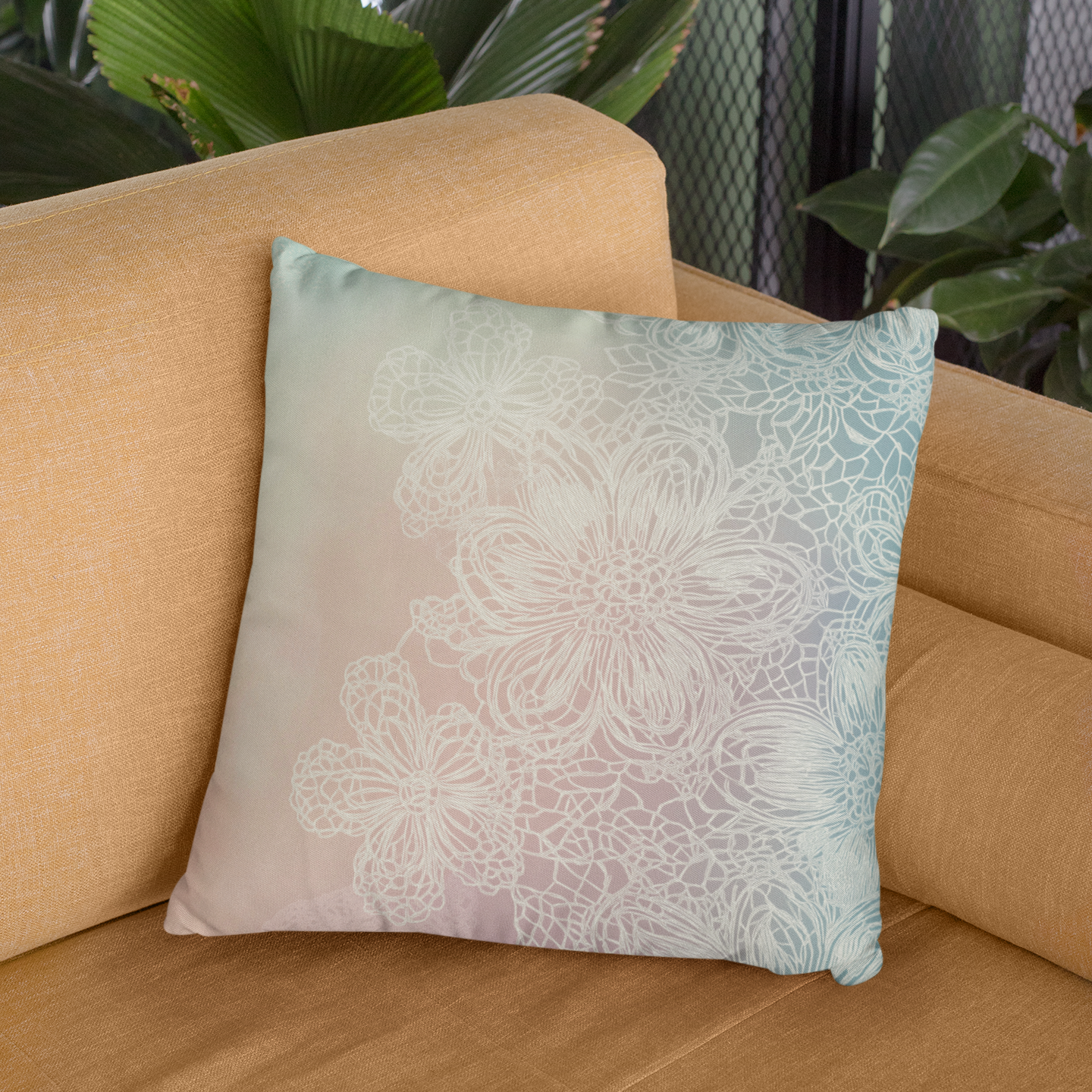 Elegant Floral Throw Pillow – Nature-Inspired Accent Cushion for Home