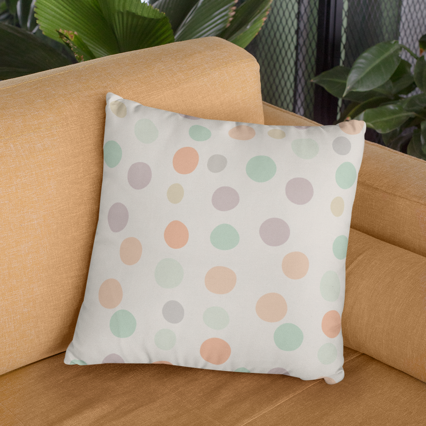 Pastel Polka Dot Throw Pillow – Modern Accent Cushion for Home