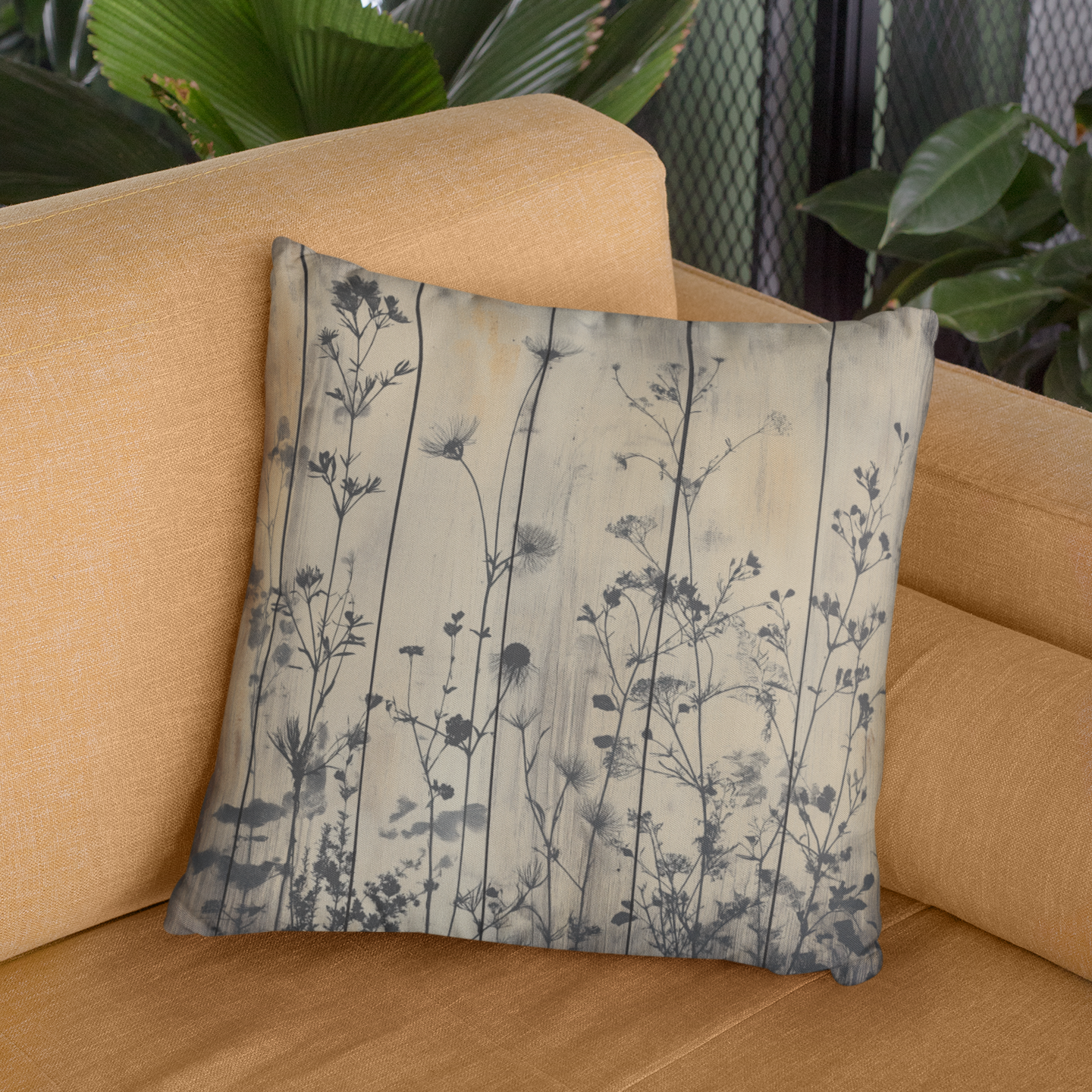 Botanical Floral Throw Pillow – Nature-Inspired Accent Cushion