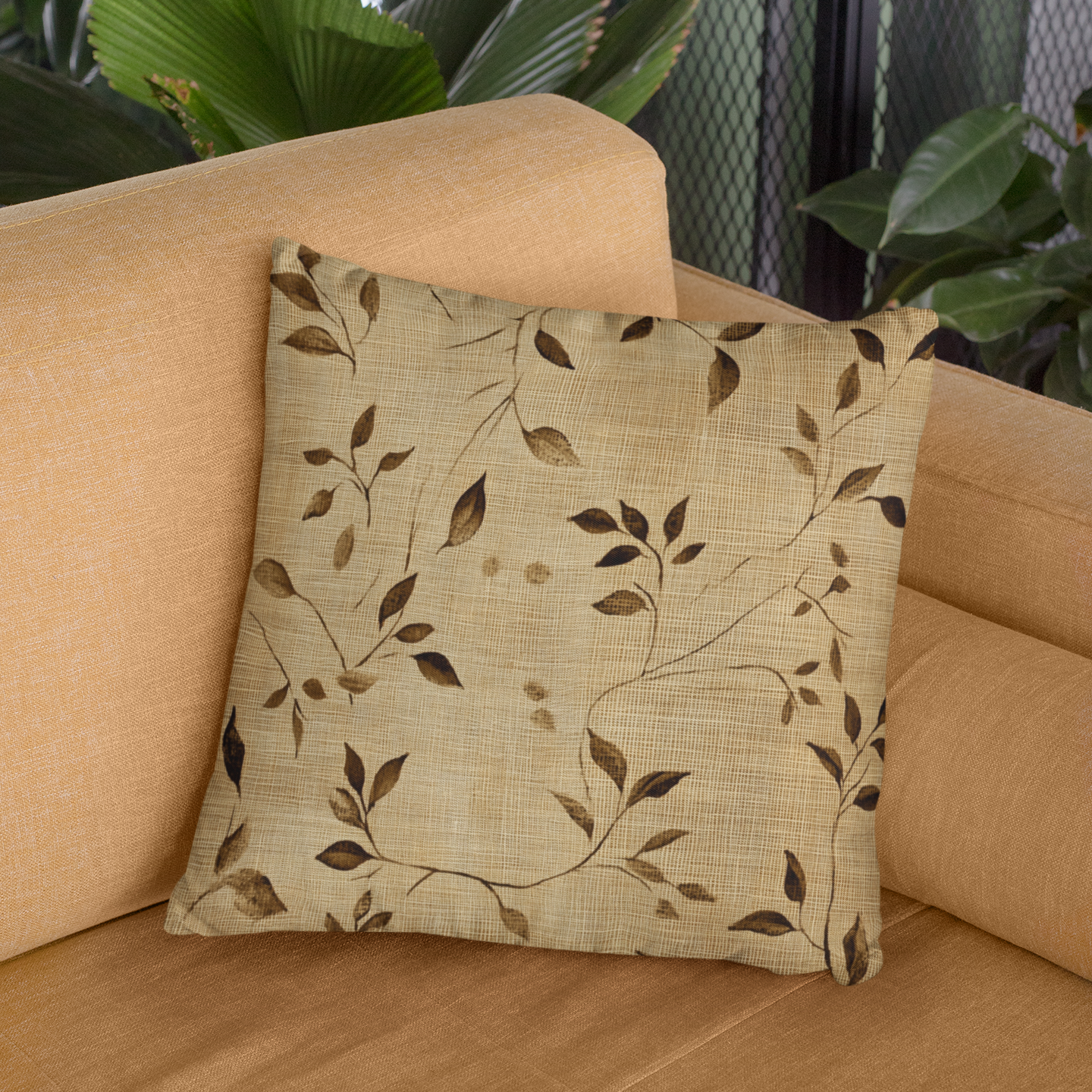 Elegant Floral Throw Pillow – Nature-Inspired Square Accent Cushion