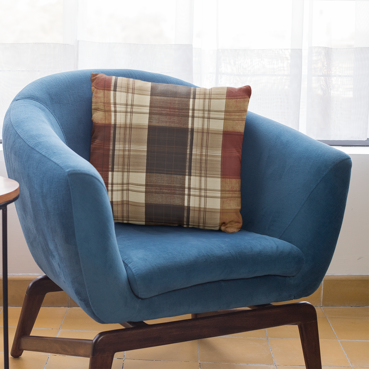 Plaid Throw Pillow – Farmhouse Rustic Accent Cushion for Couch or Living Room