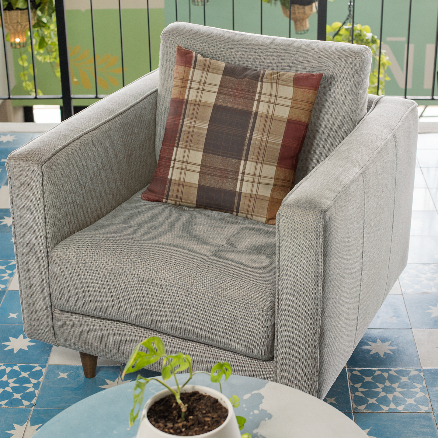 Plaid Throw Pillow – Farmhouse Rustic Accent Cushion for Couch or Living Room