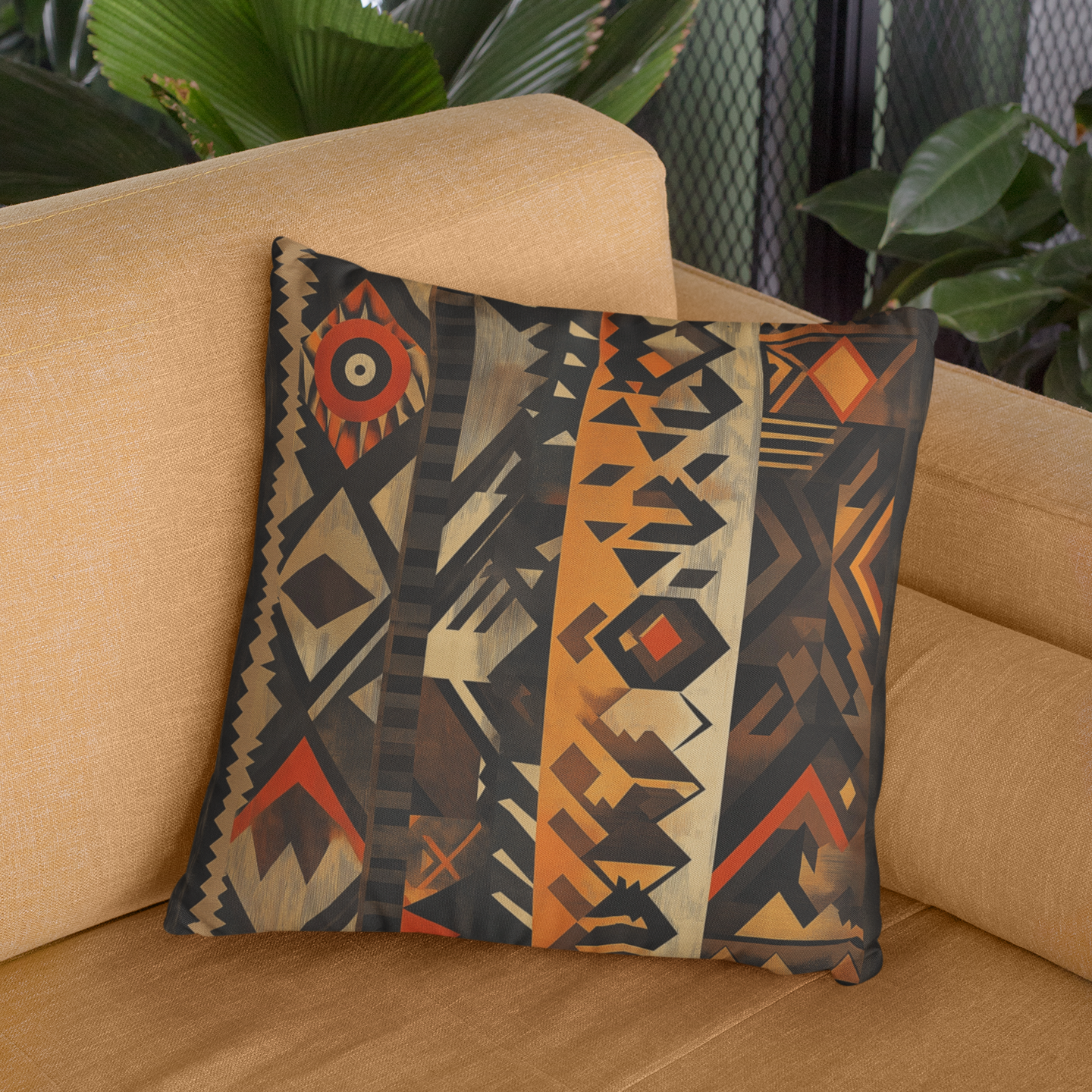 Tribal Pattern Decorative Pillow, Bohemian Home Decor, Couch Cushion, Aztec Throw Pillow, Tribal Art Pillow