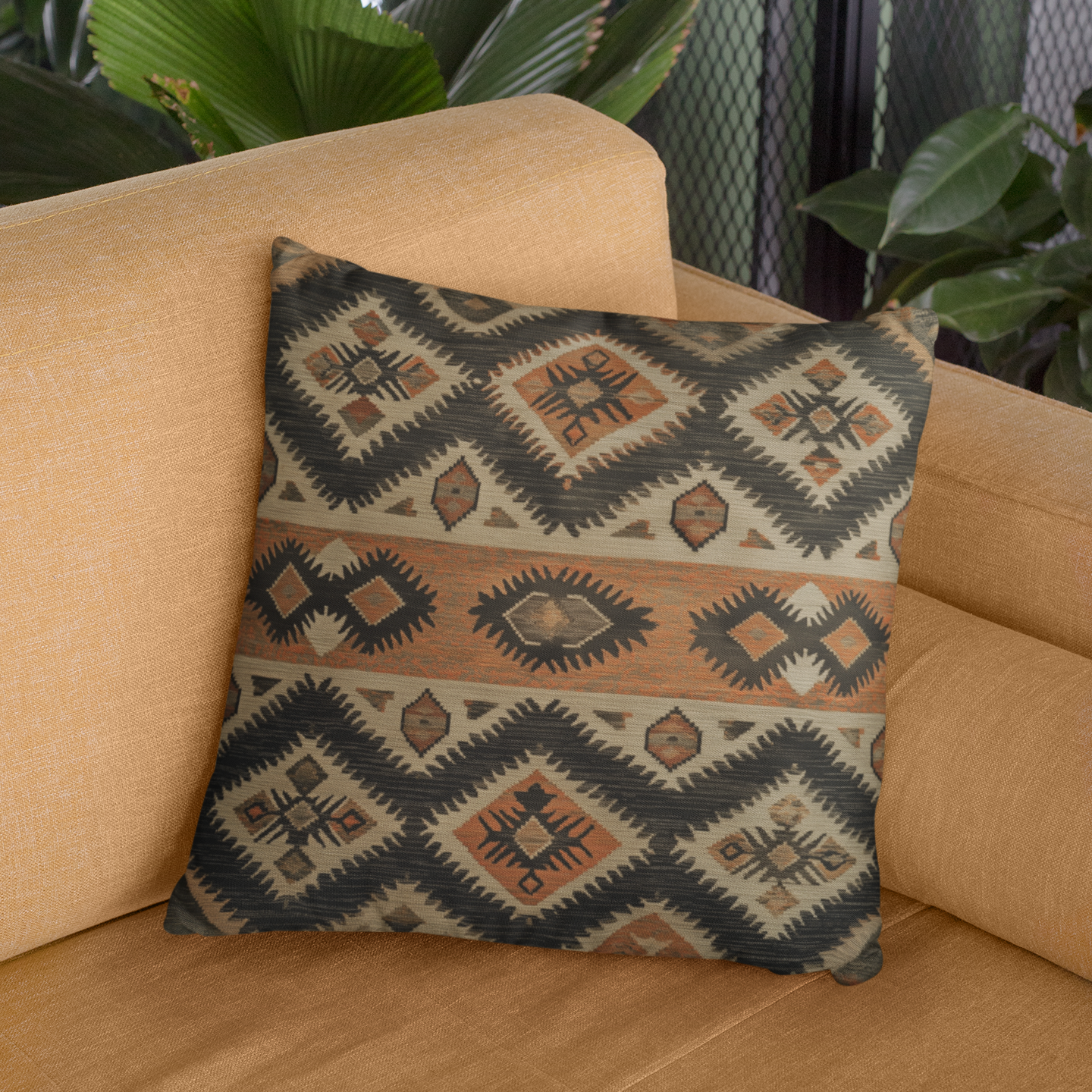 Boho Chic Spun Polyester Square Pillow - Tribal Pattern, Home Decor, Throw Pillow, Couch Cushion, Gift for Home, Cozy Accent