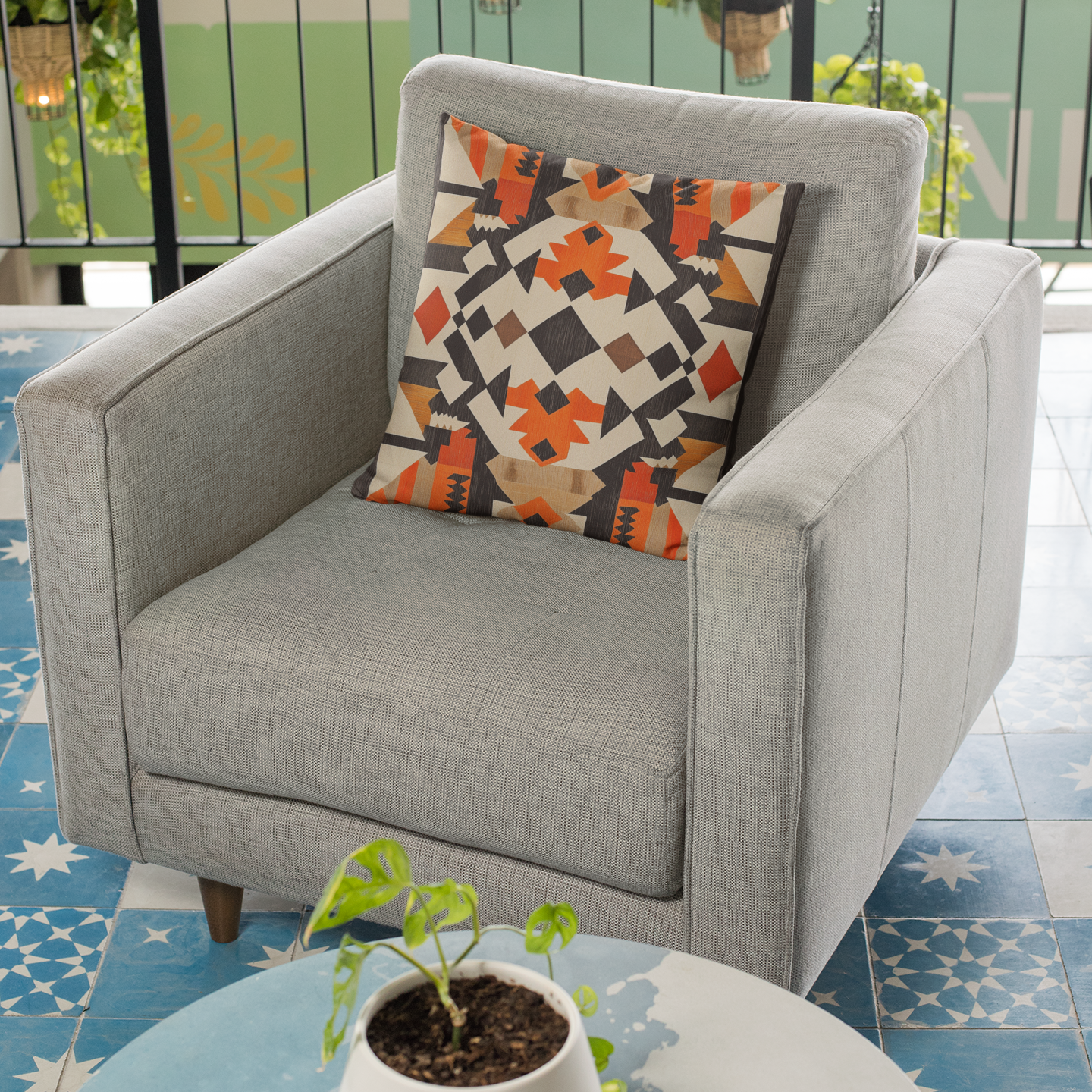 Moroccan-Inspired Throw Pillow – Boho Tribal Geometric Accent Cushion