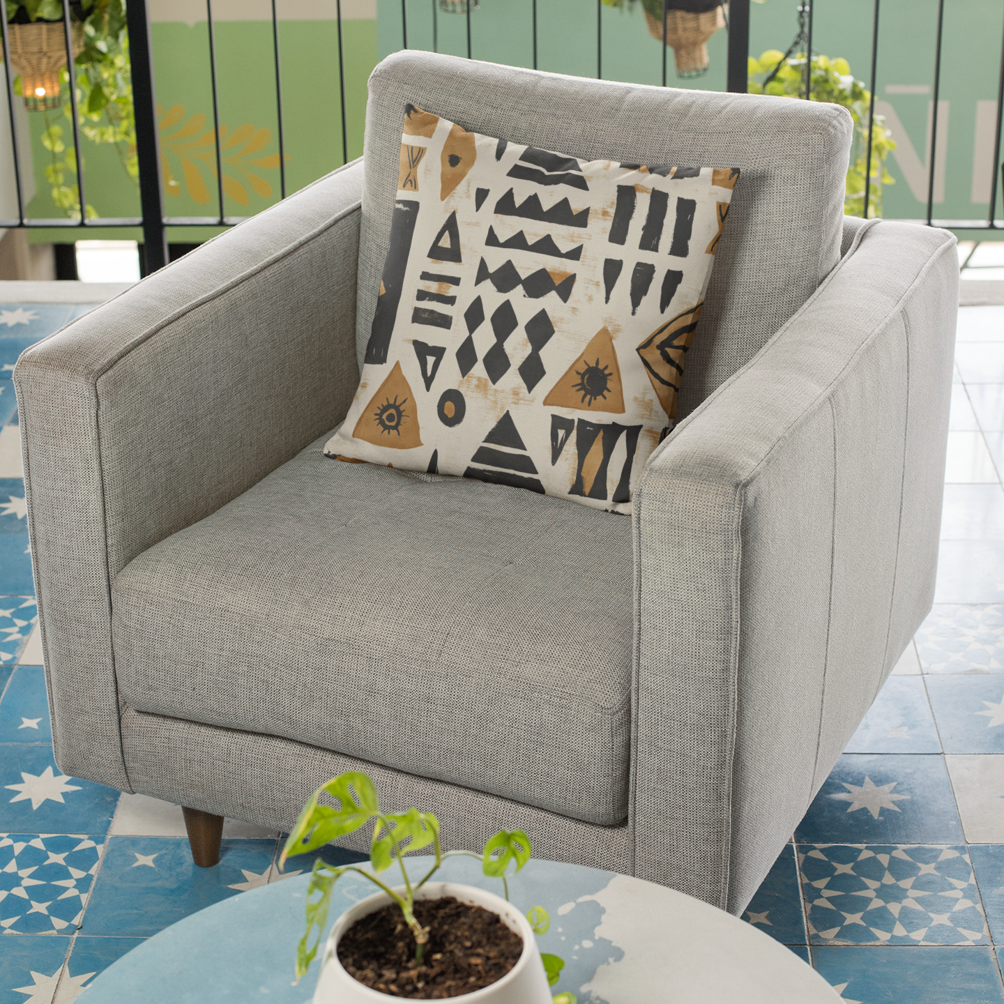 Boho Geometric Throw Pillow – Modern Accent Cushion for Sofa or Bed