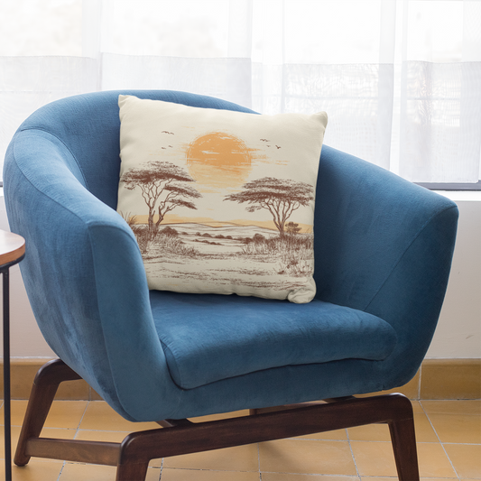 Sunset Landscape Square Pillow - Cozy Home Decor, Boho Accent, Gift Idea for Nature Lovers, Perfect for Bedrooms and Living Rooms