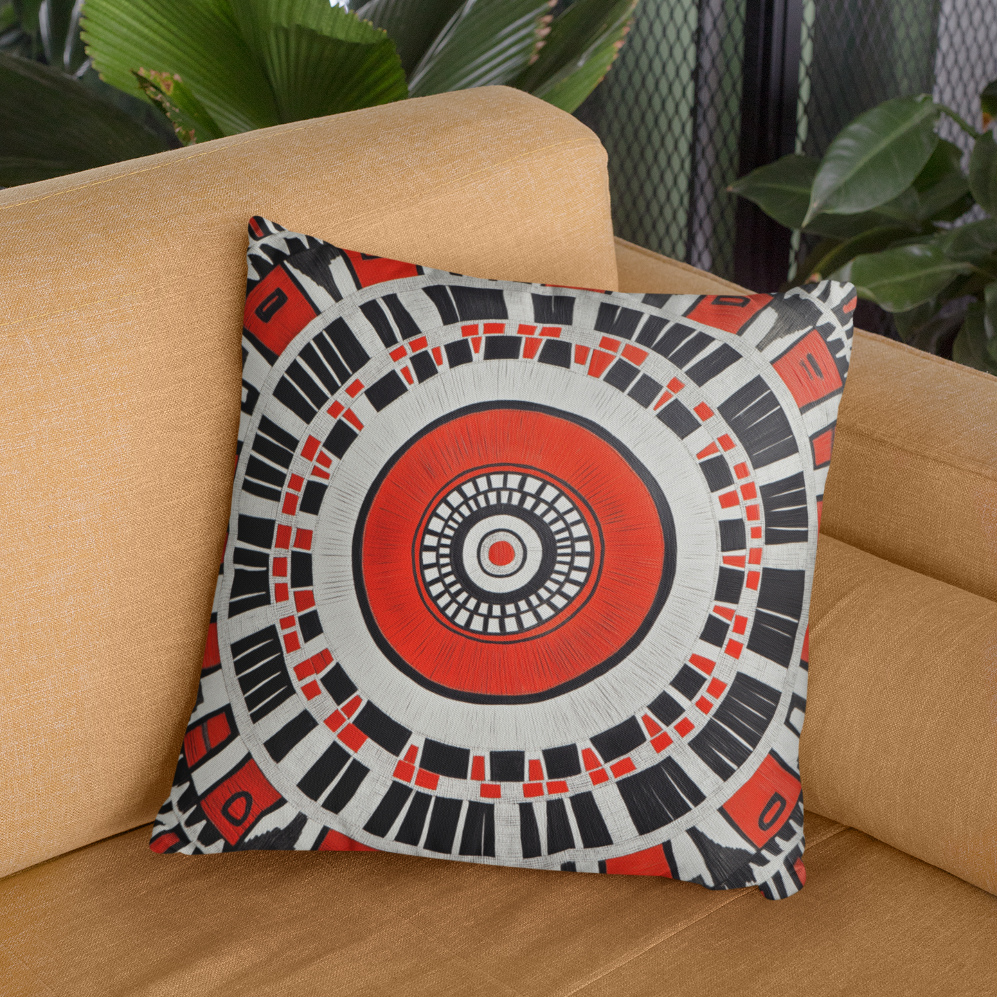 Vibrant Geometric Throw Pillow – Boho Accent Cushion for Living Room