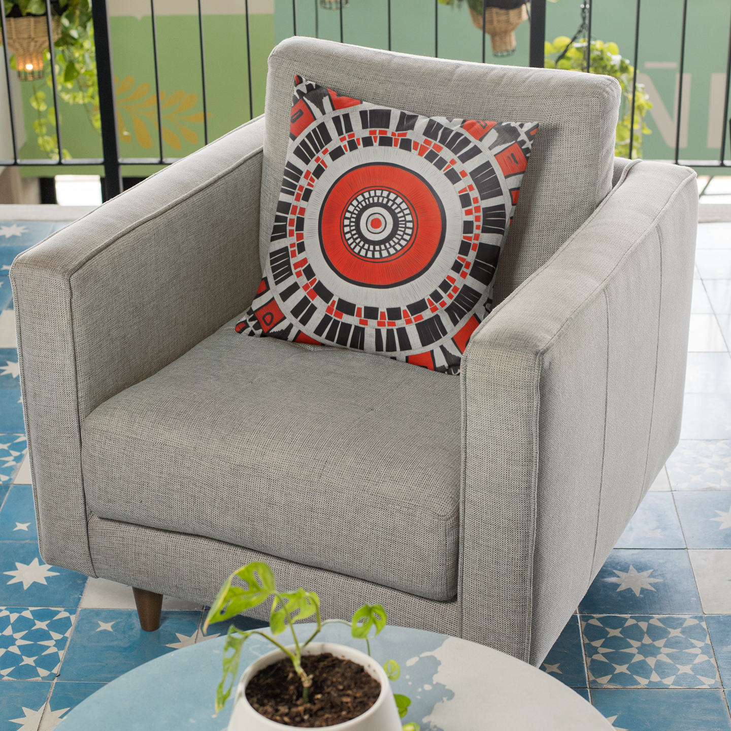 Vibrant Geometric Throw Pillow – Boho Accent Cushion for Living Room