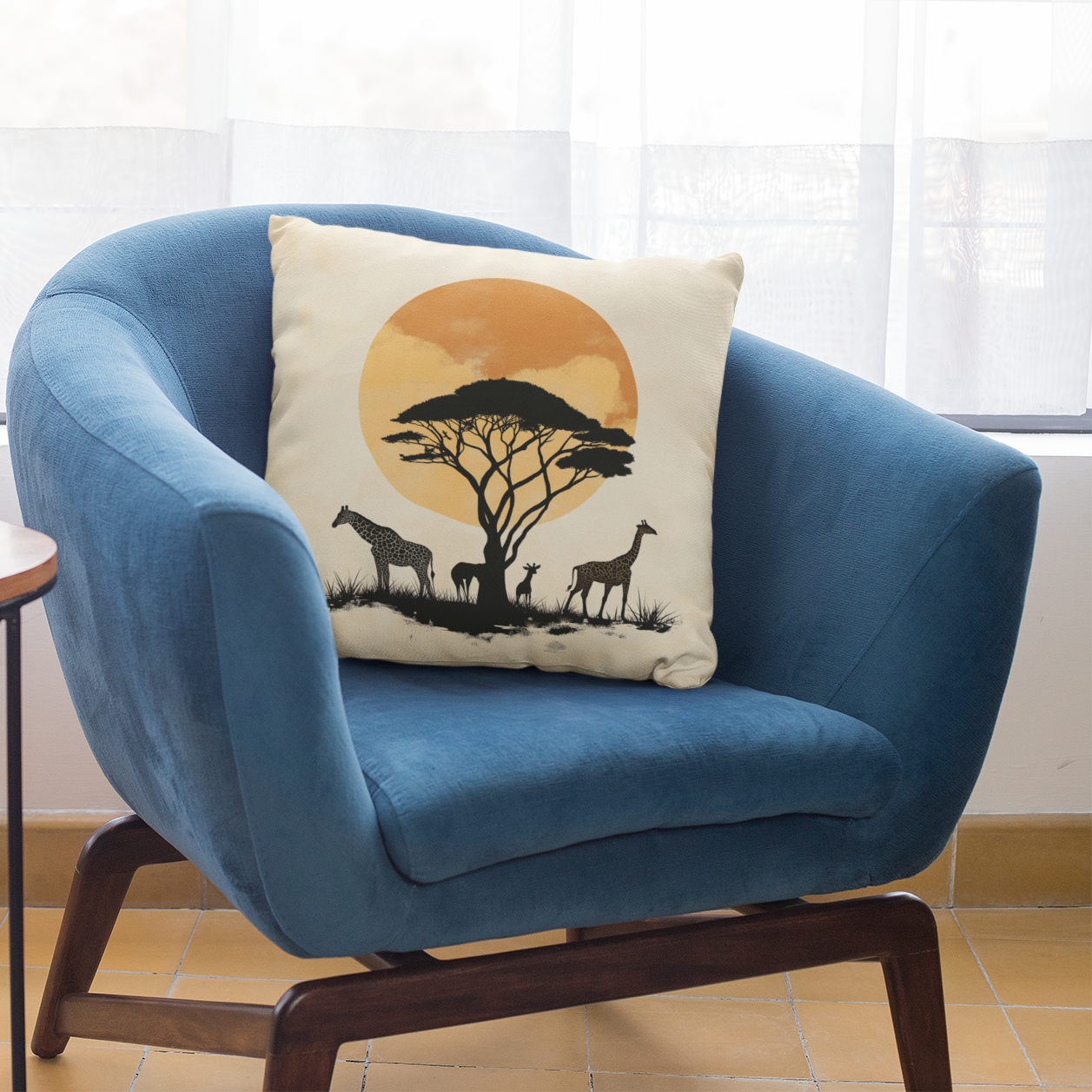 Safari Sunset Throw Pillow – Animal Print Accent Cushion for Nature-Lovers