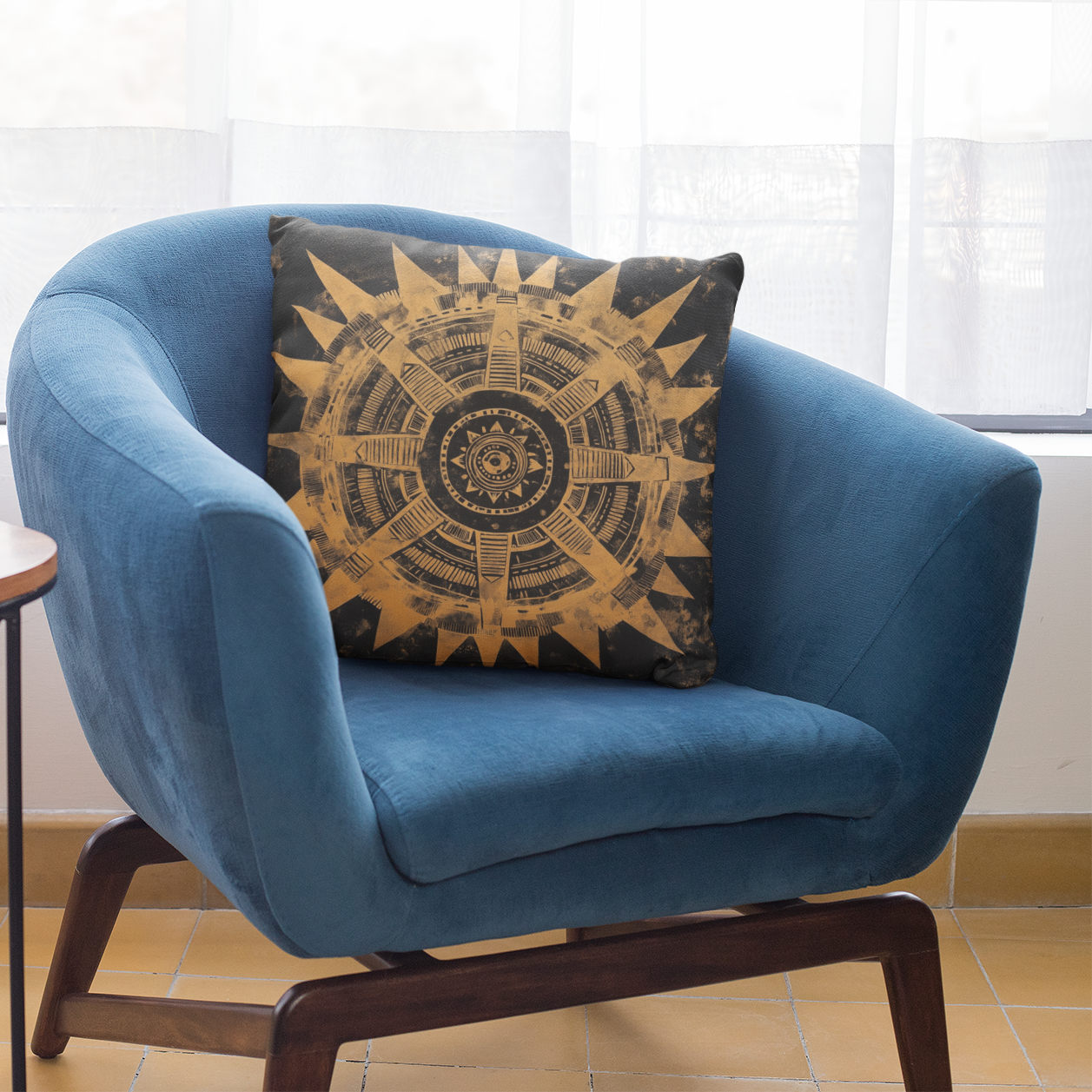 Bohemian Star Compass Throw Pillow – Vintage-Style Accent Cushion