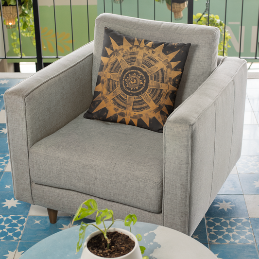 Bohemian Star Compass Pillow, Cozy Home Decor, Meditation Gift, Boho Accent Cushion, Vintage Style Throw Pillow