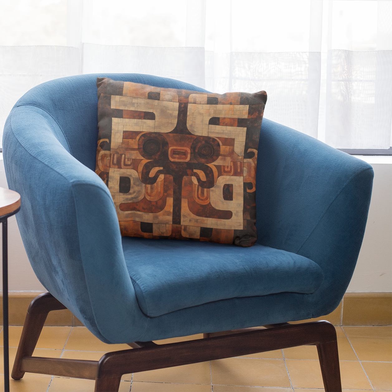 Aztec-Inspired Throw Pillow – Boho Tribal Accent Cushion