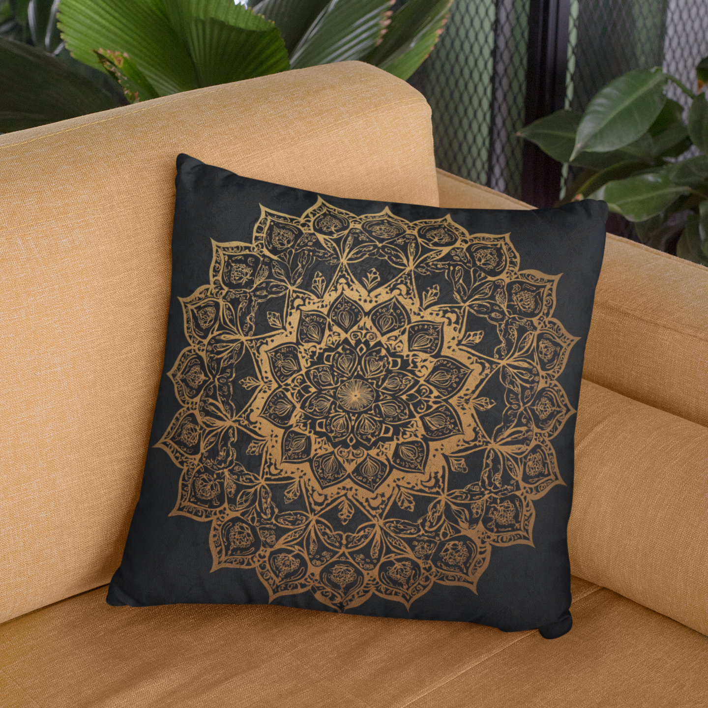 Bohemian Mandala Throw Pillow – Meditation Inspired Accent Cushion